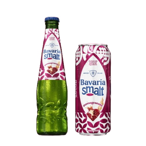 A bottle of Bavaria Pomegranate a non-alcoholic malt beverage with vibrant pomegranate flavor