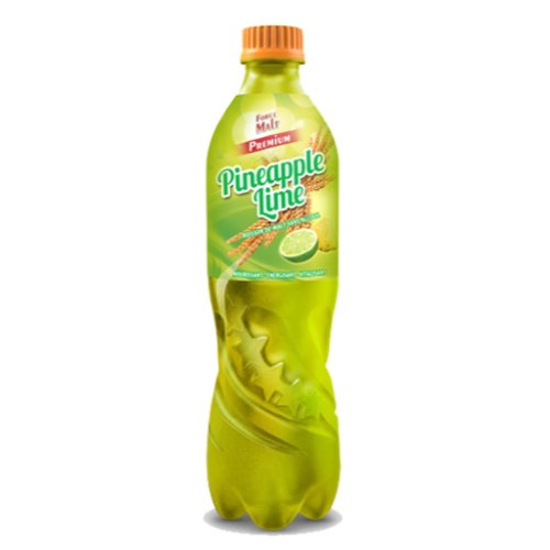 A bottle of Forcemalt Pineapple Lime a non-alcoholic malt beverage with pineapple and lime flavors