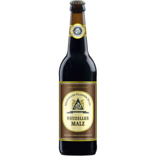 A bottle of Neuzeller Kloster Bräu Malz a premium non-alcoholic malt beverage from Germany with caramel notes