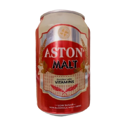 A can of Aston Malt a refreshing non-alcoholic drink from Nigeria enriched with vitamins