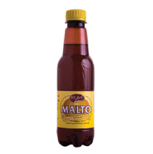 A bottle of Malto Pineapple a refreshing non-alcoholic malt beverage with vibrant pineapple flavor